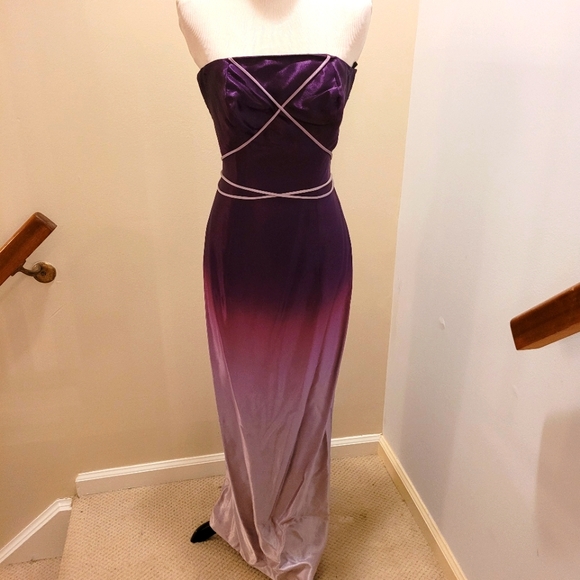 Purple Ombre Strapless Formal Gown - Picture 1 of 7